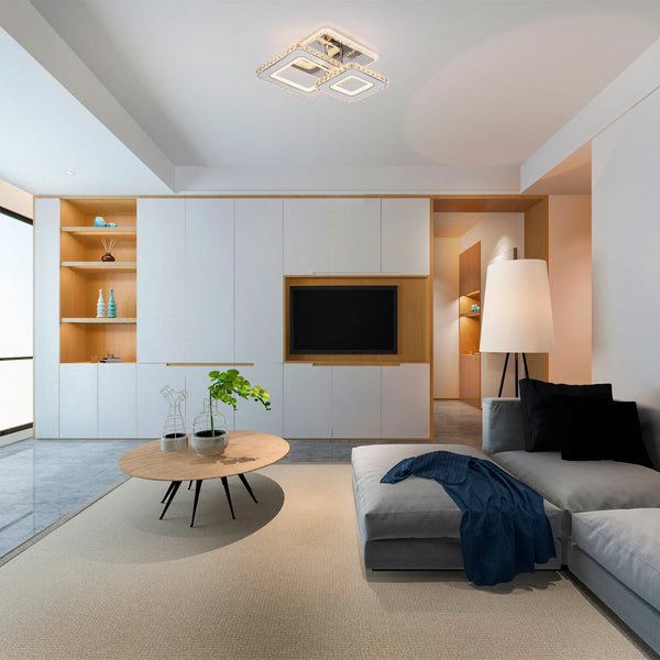 Crystal LED Ceiling Lights - Floral, Double Ring, Double Square, Quadruple Ring Designs