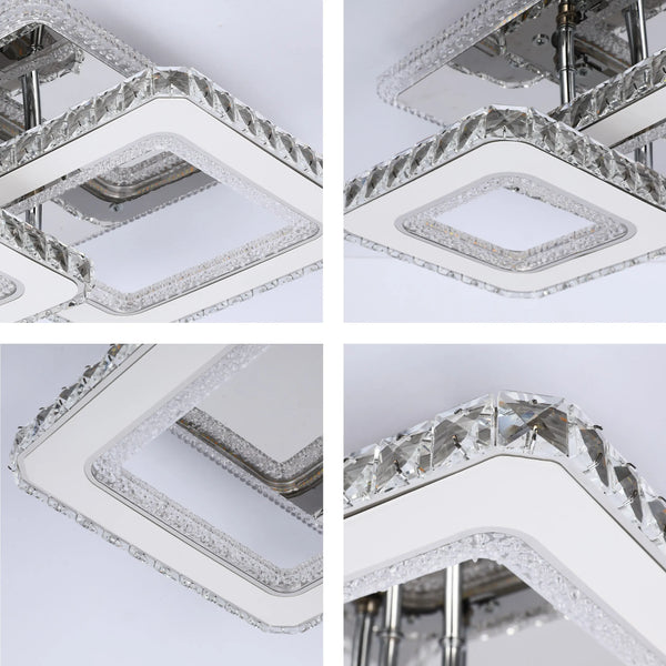 Crystal LED Ceiling Lights - Floral, Double Ring, Double Square, Quadruple Ring Designs