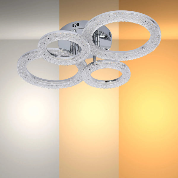 Crystal LED Ceiling Lights - Floral, Double Ring, Double Square, Quadruple Ring Designs