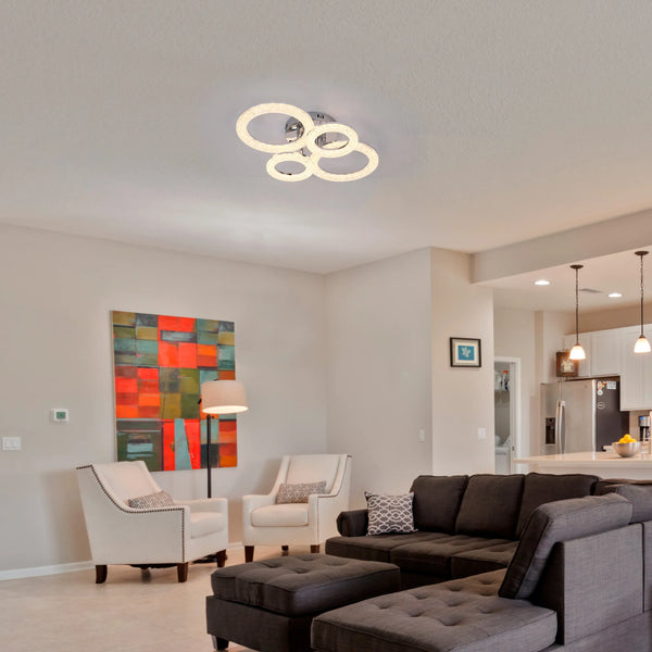 Crystal LED Ceiling Lights - Floral, Double Ring, Double Square, Quadruple Ring Designs