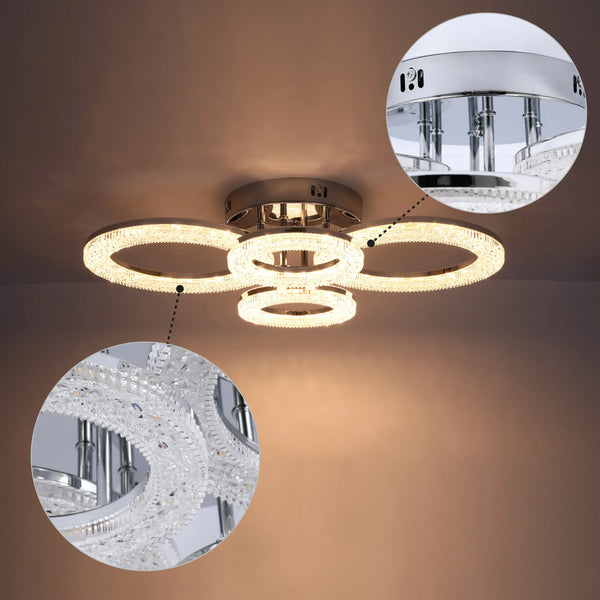 Crystal LED Ceiling Lights - Floral, Double Ring, Double Square, Quadruple Ring Designs