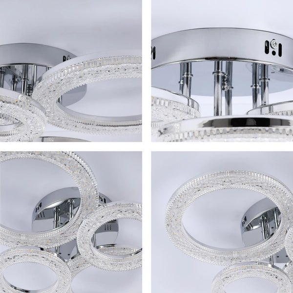 Crystal LED Ceiling Lights - Floral, Double Ring, Double Square, Quadruple Ring Designs