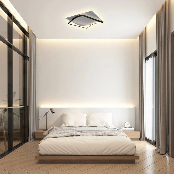 Curved-Frame LED Ceiling Light, CCT Tunable with Remote, 72W, Flush Mount