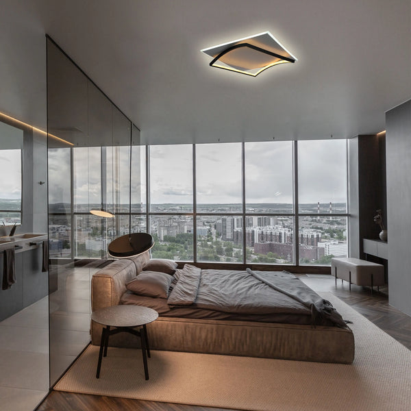 Curved-Frame LED Ceiling Light, CCT Tunable with Remote, 72W, Flush Mount