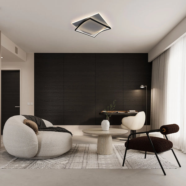Curved-Frame LED Ceiling Light, CCT Tunable with Remote, 72W, Flush Mount
