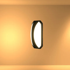 Curved Plastic Black Modern LED Outdoor Wall Light 15W Warm White