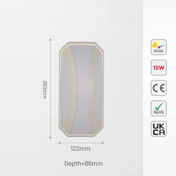 Curved Plastic Modern LED Outdoor Wall Light 15W