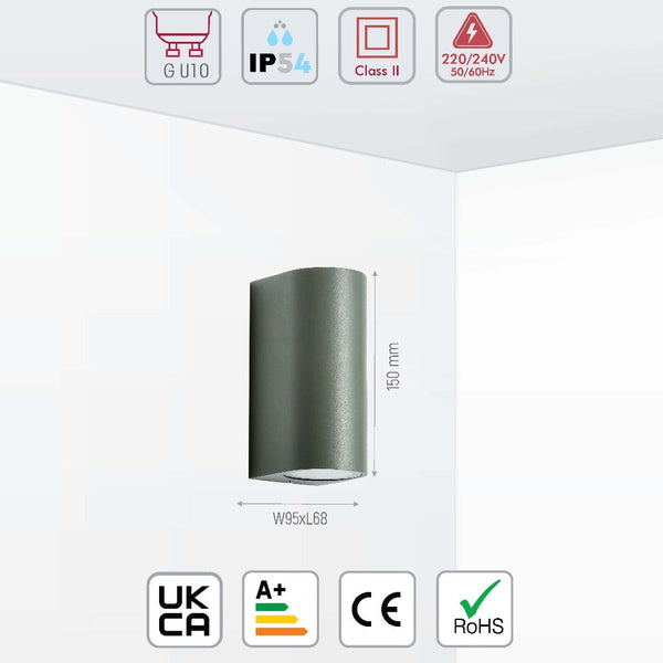 Up-Down Outdoor Wall Lamp IP54 GU10 Light Grey