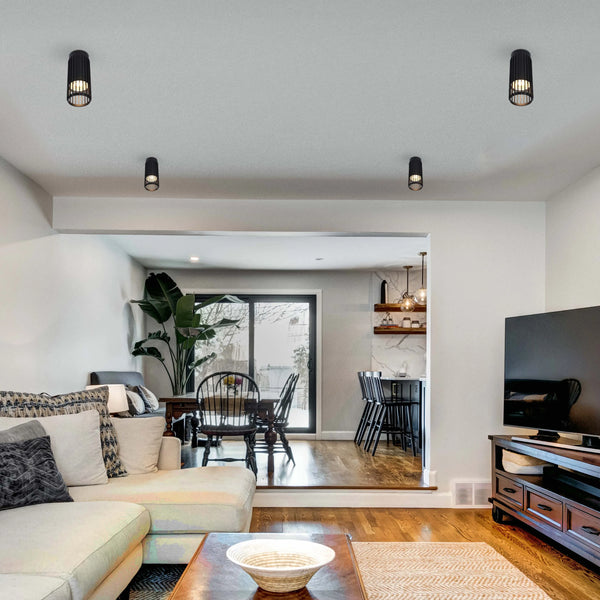 Cylindrical Slatted Pendant & Flush Mount Lights