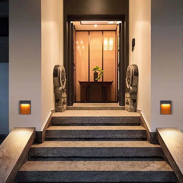 Dark Grey Wood-Effect Outdoor Wall Light