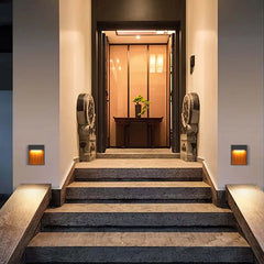 Dark Grey Wood-Effect Outdoor Wall Light