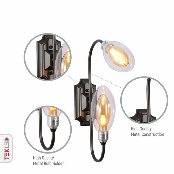 Black Body Amber Glass Wall Light 2xG9 Fitting