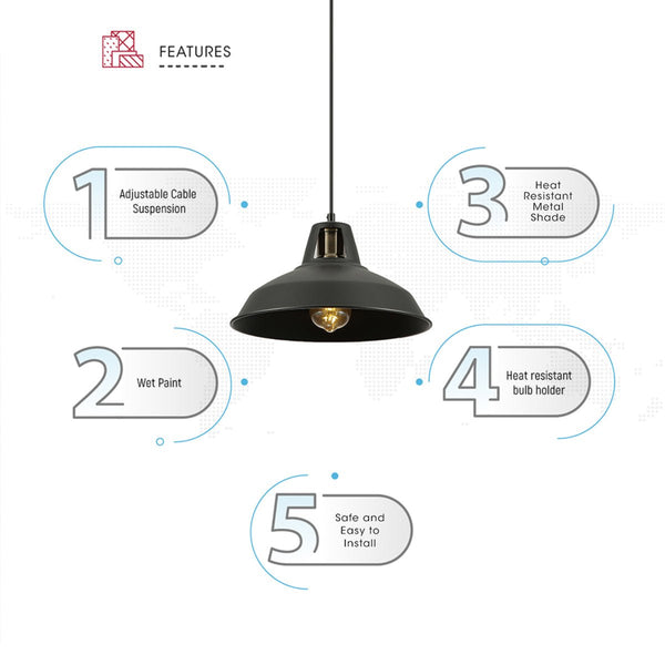 Black Metal Step Pendant Ceiling Light E27