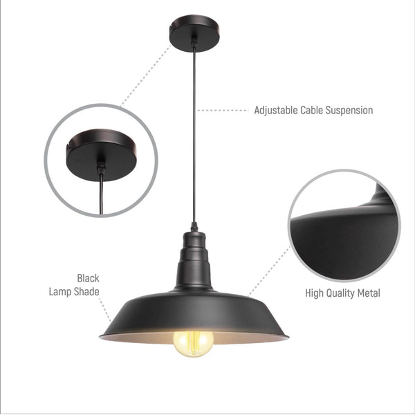 Step Industrial Caged Metal Ceiling Pendant Light E27 Fitting
