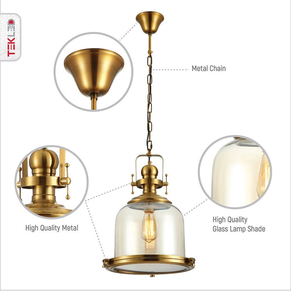 Riley Industrial Vintage Pendant Light Enclosed Pendant Light