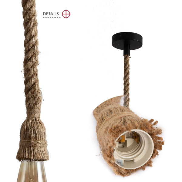 Farmhouse Rustic Hemp Rope Pendant Ceiling Light E27 Fitting