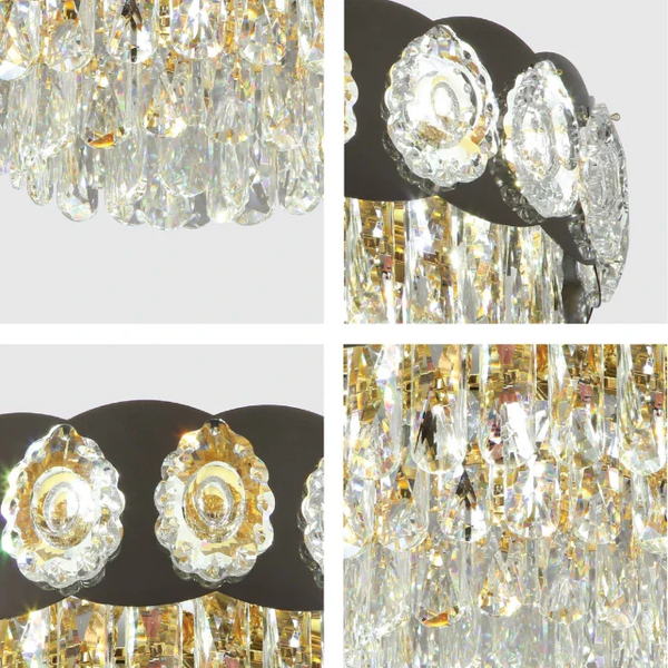 Luxury Clear Crystal Flush Modern Ceiling Chandelier Light Gold