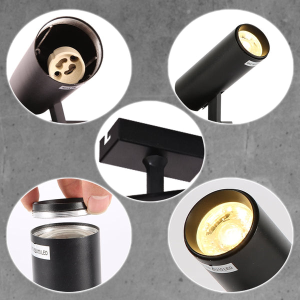Virmo Rotatable Long Cylinder GU10 Spotlight Square or Linear Rose Side Connected Black