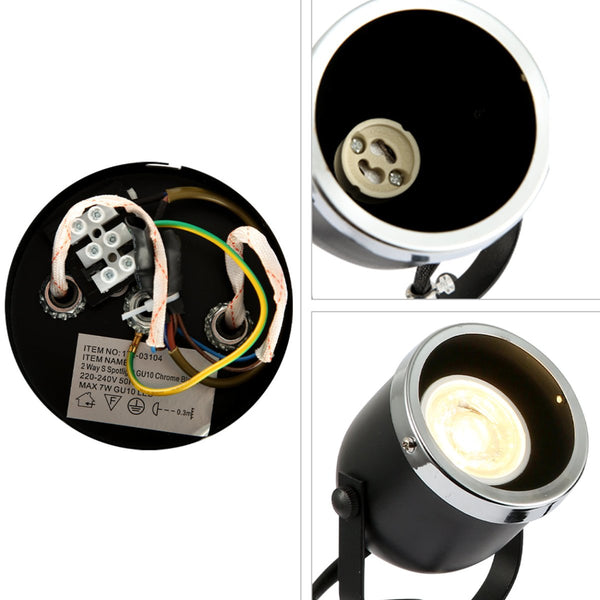 Moern S Shape Rotatable GU10 Spotlight Black and Chrome