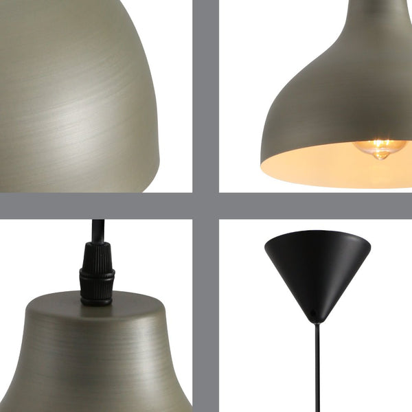 Antique Grey Brass Dome Metal Pendant Ceiling Light E27 Fitting