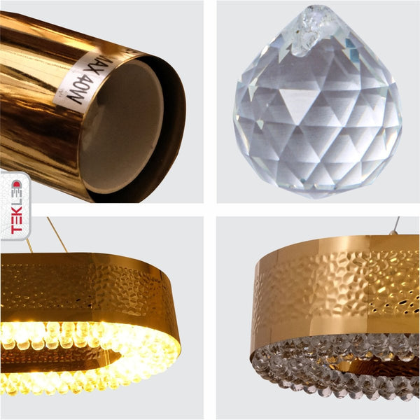 Ball Crystal Gold Metal Chandelier Ceiling Light E14 Round or Island