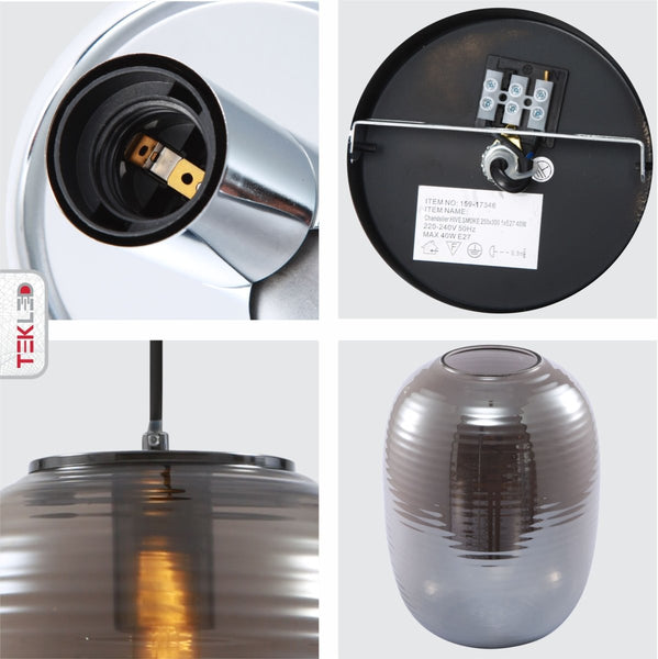 Bee Hive Smoky Amber Glass Pendant Ceiling Light E27