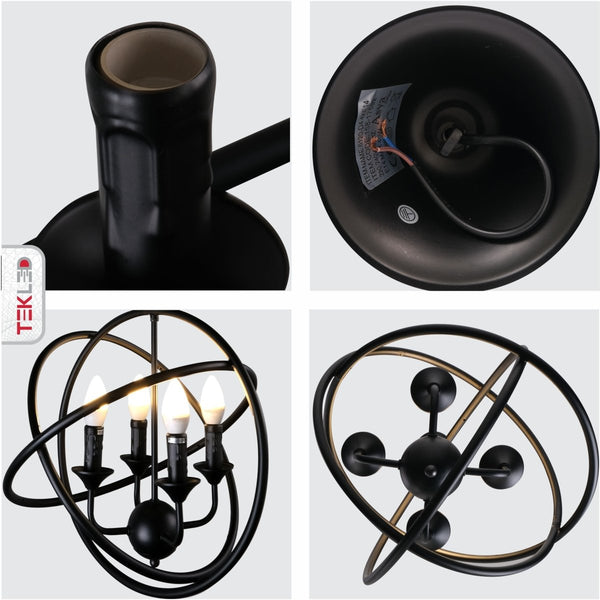Black 3 Circle Pendant Ceiling Light E14