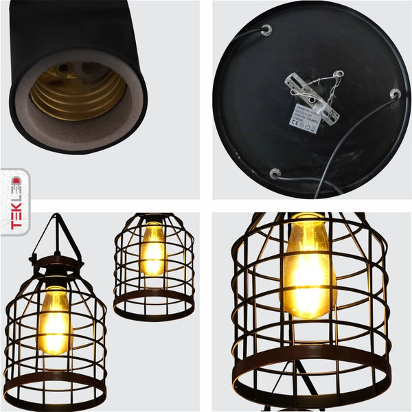 Black Cage Metal Pendant Ceiling Light E27