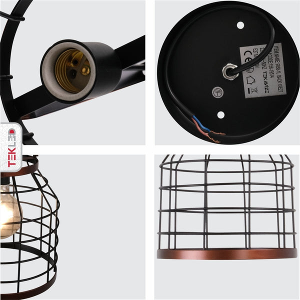 Black Cage Metal Pendant Ceiling Light E27