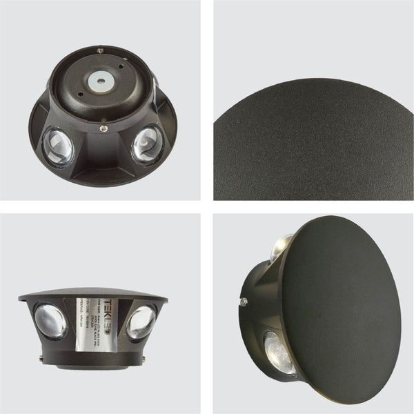 Black Compass 4 Way Outdoor Modern LED Wall Light