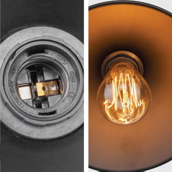 Black Funnel Metal Hinged Wall Light E27 Fitting