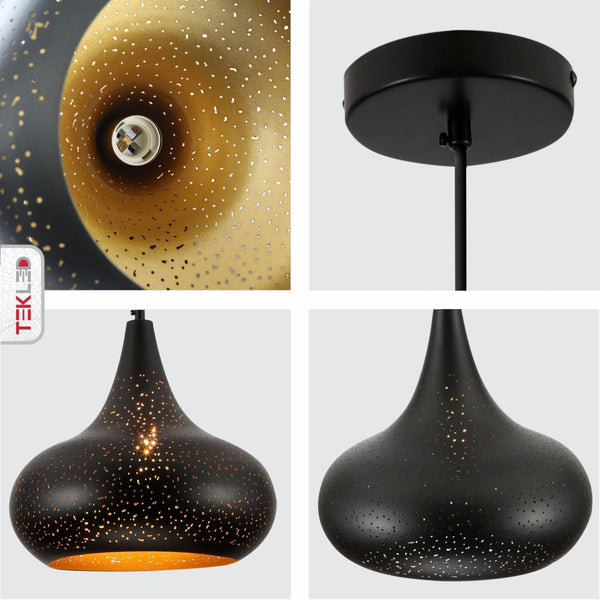 Dome Indian Dome Moroccan Night Milkyway Ceiling Pendant Light E27 Fitting Black Gold