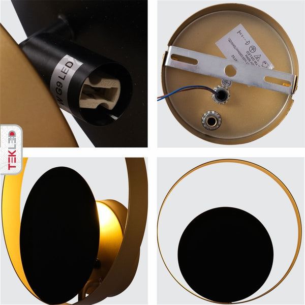 Black Gold Metal Flat Wall Light G9 Fitting