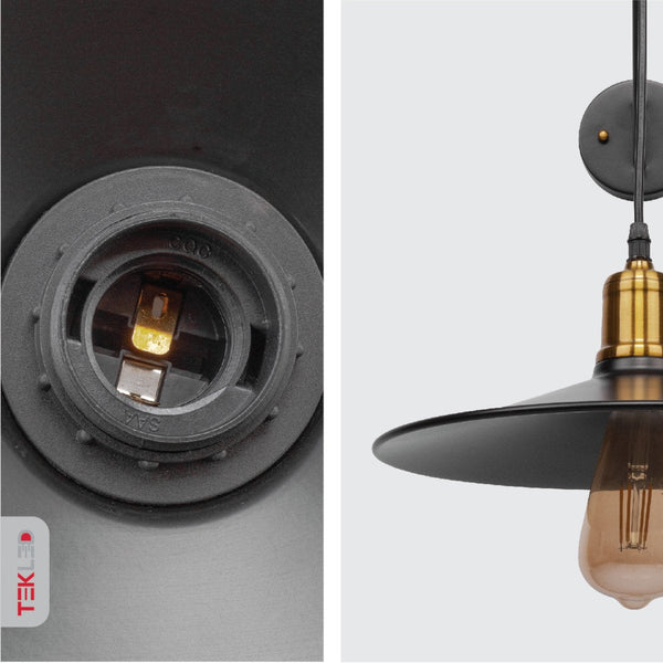 Black Gold Metal Suspended Wall Light E27 Fitting