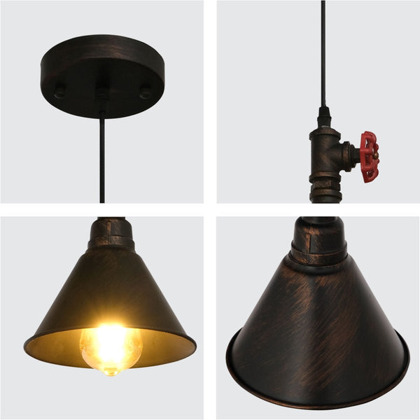 Black Gules Metal Funnel Valve Pendant Ceiling Light E27