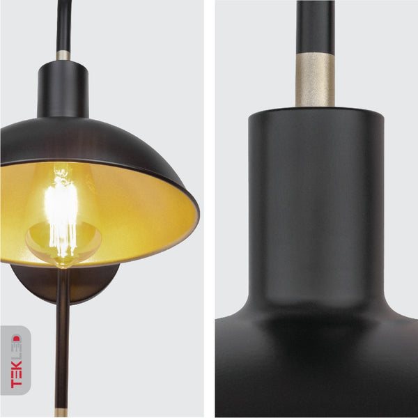 Black Metal Dome Sunflower Wall Light E27 Fitting