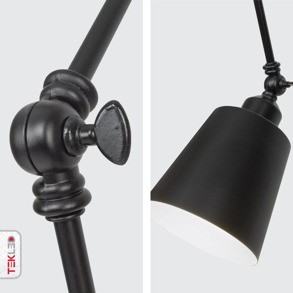 Black Metal Hinged Cone Pendant Ceiling Light 3xE27