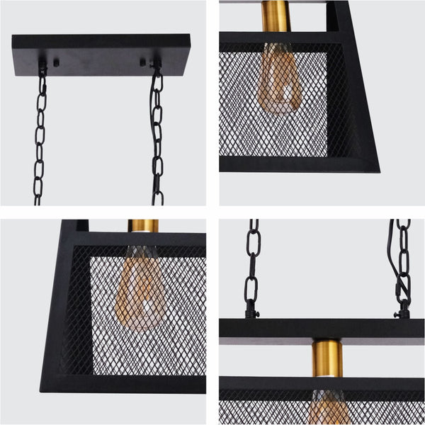 Black Metal Island Chandelier Ceiling Light 3xE27 Fitting