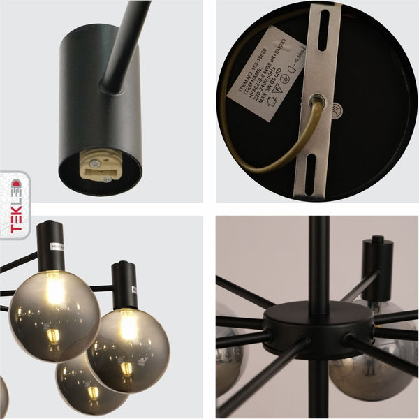 Black and Smoky Chandelier Ceiling Light G9 Fitting