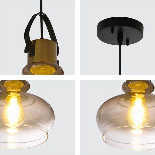 Bronze Gradient Glass Funnel Dome Globe Pendant Ceiling Light E27
