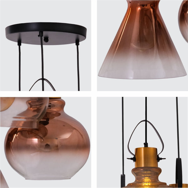 Bronze Gradient Glass Funnel Dome Globe Pendant Ceiling Light E27