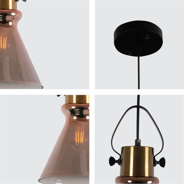 Bronze Gradient Glass Funnel Dome Globe Pendant Ceiling Light E27