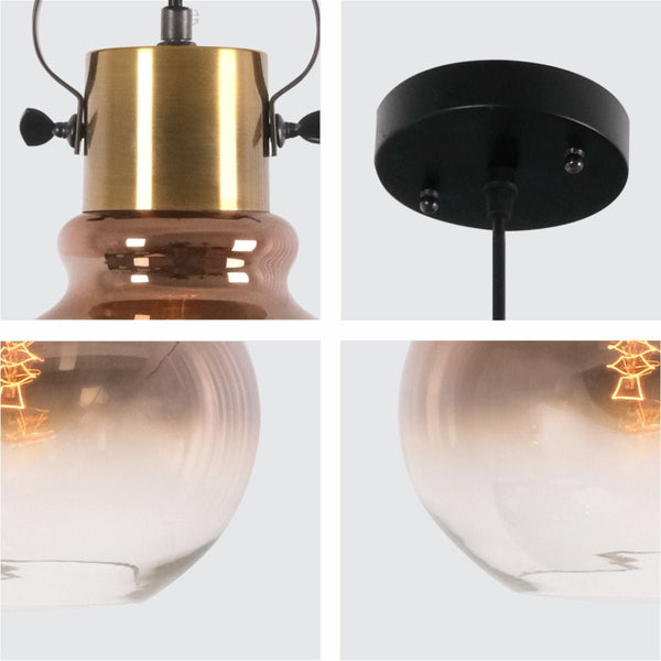 Bronze Gradient Glass Funnel Dome Globe Pendant Ceiling Light E27