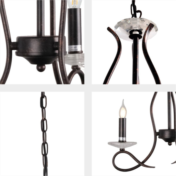 LuxAura Candle Vintage Rustic Black French Chandelier Ceiling Light