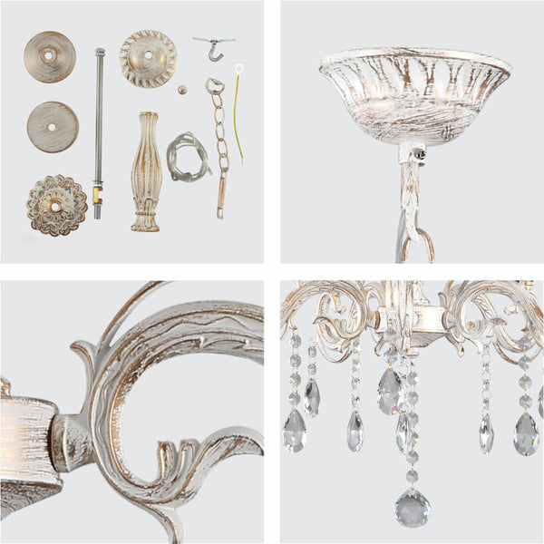 Candle Waterfall Traditional Retro Vintage Arm Chandelier Ceiling Light Crystal Gold Aged Cream E14