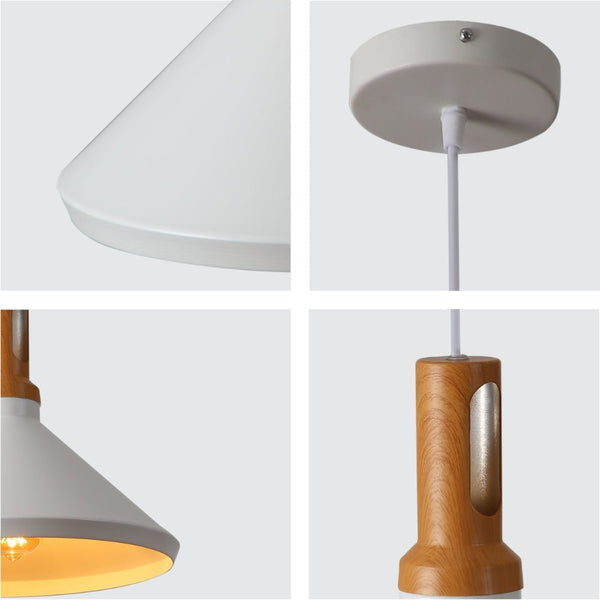 Capo Funnel Cone Flat Nordic Wood Top Designer Metal Pendant Ceiling Light E27
