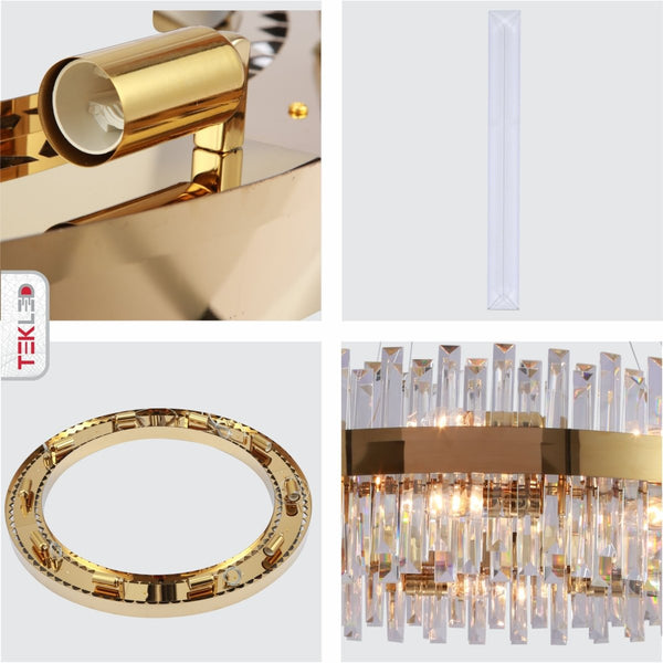 Coffin Crystal Gold Metal Chandelier Ceiling Light E14