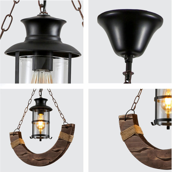 Crescent or Board Wood Cylinder Glass Shaded Rustic Farmhouse Nautical Marine Sailor Kitchen Island Pendant Ceiling Light E27