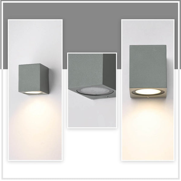 Cuboid Wall Lamp IP44 GU10 Grey