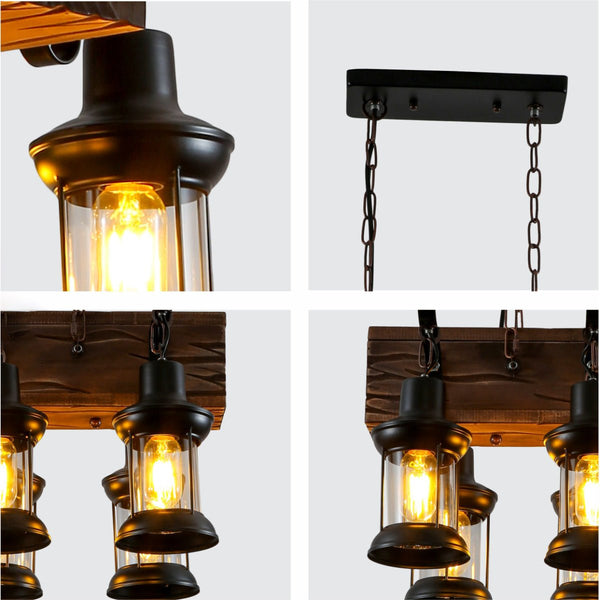 Farmhouse Wood Beam Marine Nautical Kitchen Island Chandelier Ceiling Light